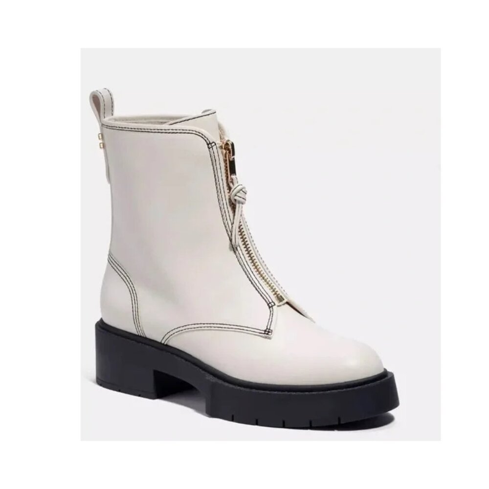 Coach White Ankle Boots with Black Sole - Picture 2 of 9